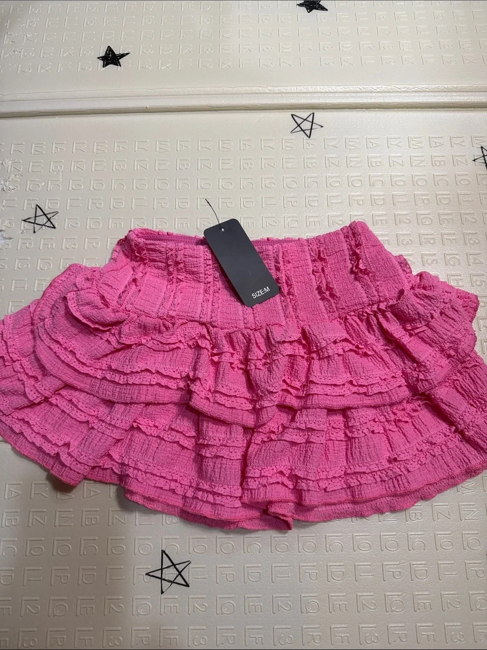 Pink Tiered Ruffle Mini Skirt girls m